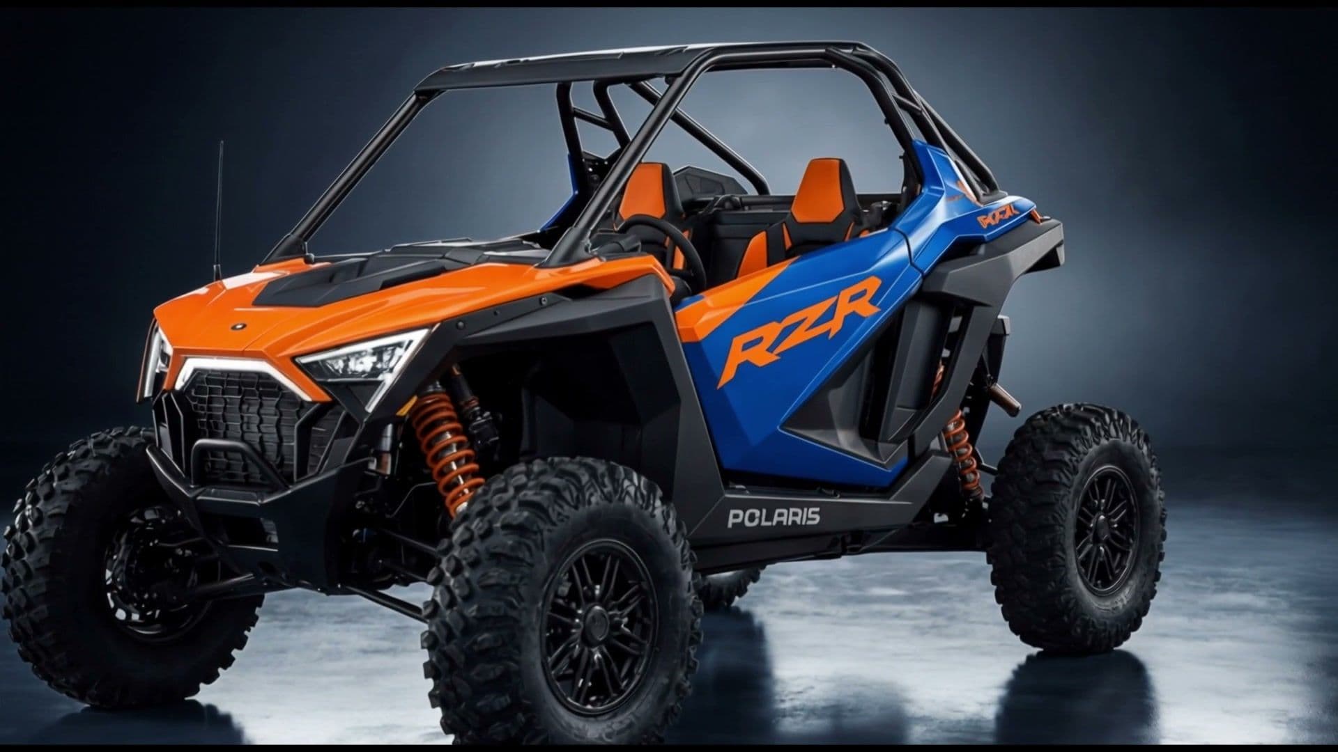 Polaris RZR studio hero shot — blue and orange